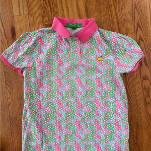 Masters Kids Polo with Pink and Green Pattern